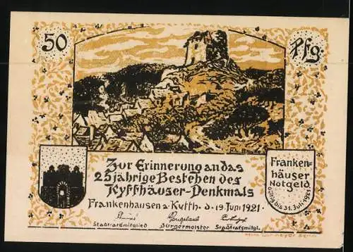 Notgeld Frankenhausen am Kyffhäuser 1921, 50 Pfennig, Germanisches Opferfest auf dem Kyffhäuser
