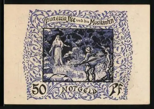 Notgeld Frankenhausen am Kyffhäuser 1921, 50 Pfennig, Prinzessin Ilse und die Musikanten