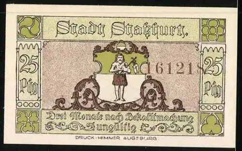 Notgeld Stassfurt 1921, 25 Pfennig, Wiege des Kali-Bergbaues, Streckenförderung im Berlepsch-Schacht