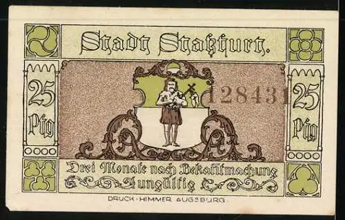 Notgeld Stassfurt 1921, 25 Pfennig, Wiege des Kali-Bergbaues, Festsaal im Berlepsch-Schacht