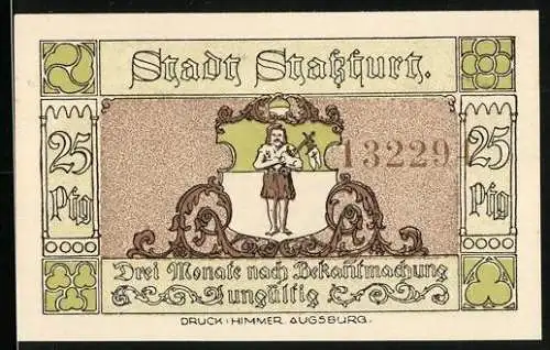 Notgeld Stassfurt 1921, 25 Pfennig, Wiege des Kali-Bergbaues, Verladen von Salz im Berlepsch-Schacht