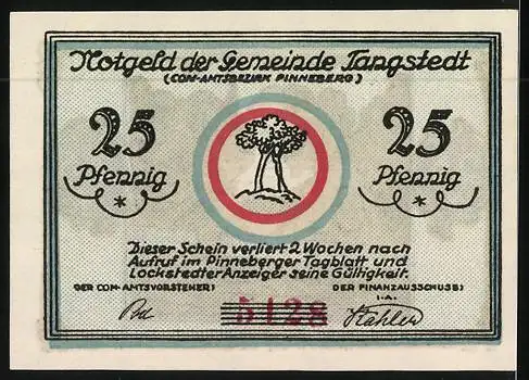 Notgeld Tangstedt, 25 Pfennig, Spaziergänger am Gedenkstein