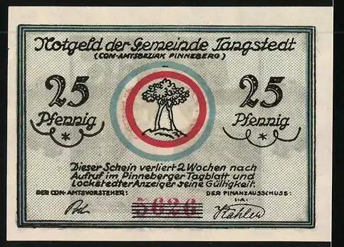 Notgeld Tangstedt, 25 Pfennig, Gut Wulfsmühle