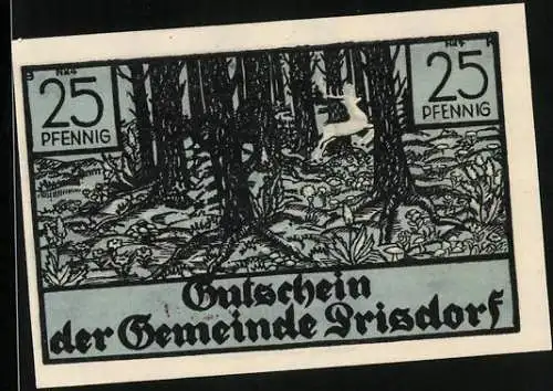 Notgeld Prisdorf, 25 Pfennig, Reh im Wald