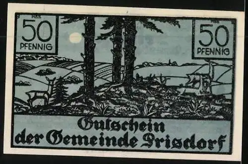 Notgeld Prisdorf, 50 Pfennig, Rehe am Feldrand