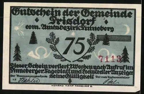 Notgeld Prisdorf, 75 Pfennig, Jüngling im Wald