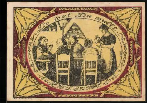 Notgeld Stedesand 1920, 75 Pfennig, Frauen beim Kaffeeklatsch