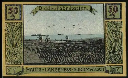 Notgeld Langeness-Nordmarsch 1921, 50 Pfennig, Diddenfabrikation