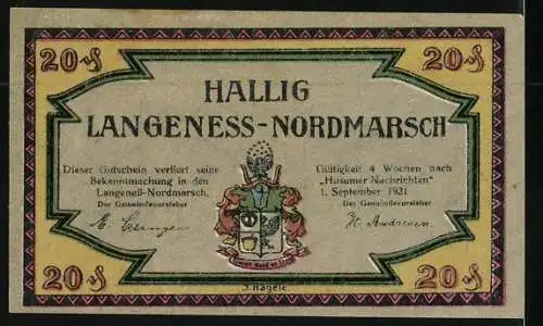 Notgeld Langeness-Nordmarsch 1921, 20 Pfennig, Zerstörende Wirkung einer Mine