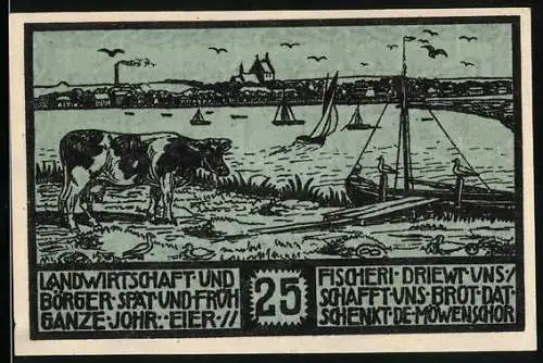 Notgeld Heiligenhafen 1923, 25 Pfennig, Landwirtschaft und Fischerei, Wappen