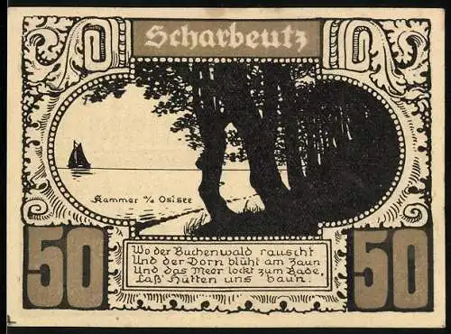 Notgeld Scharbeutz, 50 Pfennig, Kammer a. d. Ostsee, Wappen von Orten der Holsteinischen Schweiz