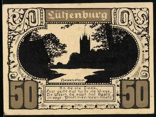 Notgeld Lütjenburg, 50 Pfennig, Hessenstein, Wappen von Orten der Holsteinischen Schweiz