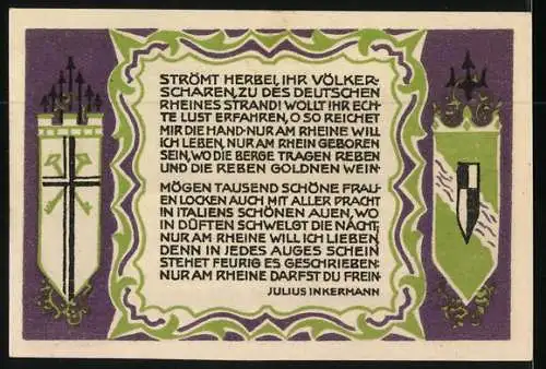 Notgeld Königswinter 1921, 50 Pfennig, Kurhotel auf dem Petersberg