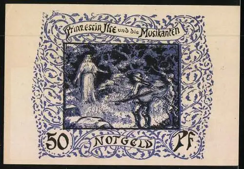 Notgeld Frankenhausen am Kyffhäuser 1921, 50 Pfennig, Prinzessin Ilse und die Musikanten