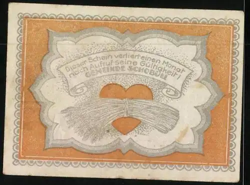 Notgeld Schobüll, 50 Pfennig, Es fahre der Deubel in`s Heu !