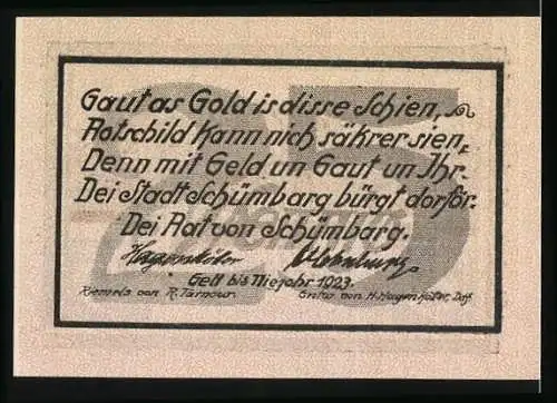 Notgeld Schönberg 1923, 25 Pfennig, Ortsansicht