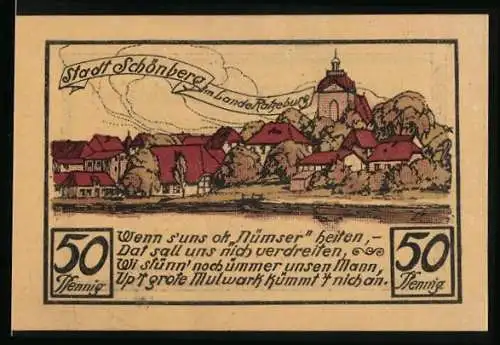 Notgeld Schöneberg 1923, 50 Pfennig, Ortsansicht