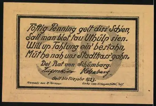 Notgeld Schöneberg 1923, 50 Pfennig, Ortsansicht