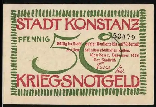 Notgeld Konstanz 1918, 50 Pfennig, Siegel