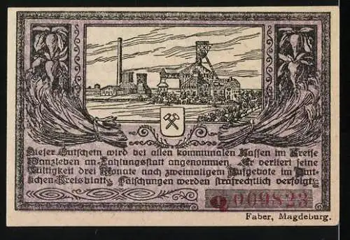 Notgeld Wanzleben 1918, 25 Pfennig, Bergwerk
