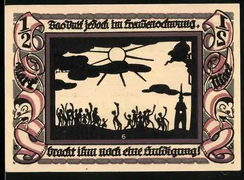 Notgeld Glauchau 1921, 1 /2 Mark, Bewohner huldigen Hebel