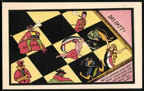 Notgeld Stroebeck 1921, 1 /2 Mark, Das Patt beim Schach und Ball