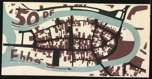Notgeld Itzehoe 1921, 50 Pfennig, Stadtplan
