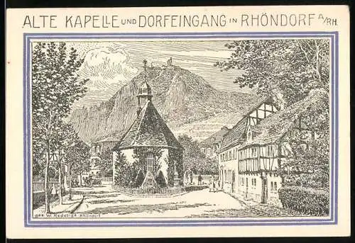 Notgeld Rhöndorf a. Rh. 1921, 99 Pfennige, Alte Kapelle und Dorfeingang, Wappen