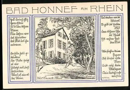 Notgeld Bad Honnef a. Rh. 1921, 99 Pfennige, Karl Simrorts Haus, Wappen