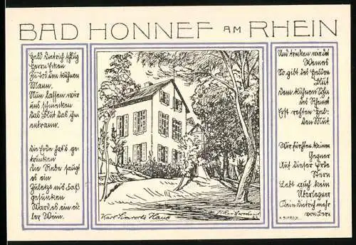 Notgeld Bad Honnef a. Rh. 1921, 99 Pfennige, Karl Simrorts Haus, Wappen