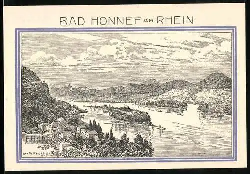 Notgeld Bad Honnef a. Rh. 1921, 99 Pfennige, Ortsansicht, Wappen