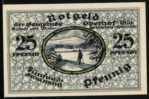 Notgeld Oberhof /Thür. 1919, 25 Pfennig, Skifahrer