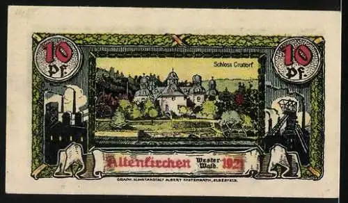 Notgeld Altenkirchen 1921, 10 Pfennig, Schloss Crottorf, Wappen