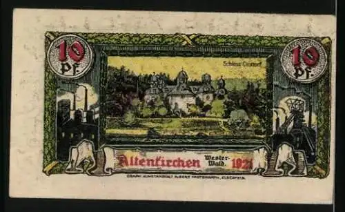 Notgeld Altenkirchen 1921, 10 Pfennig, Schloss Crottorf, Wappen