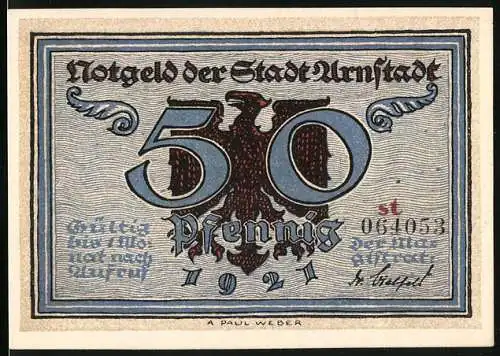 Notgeld Arnstadt 1921, 50 Pfennig, Der grosse Brand 1581