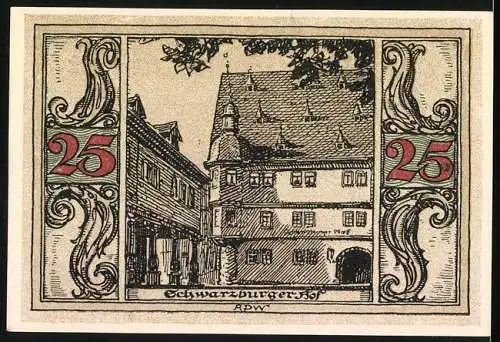 Notgeld Arnstadt 1921, 25 Pfennig, Schwarzburger Hof