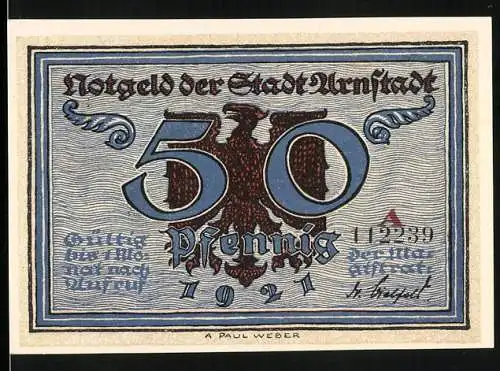 Notgeld Arnstadt 1921, 50 Pfennig, Der Reichstag unter Otto dem Grossen 954