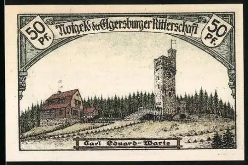 Notgeld Bad Elgersburg 1921, 50 Pfennig, Carl Eduard-Warte