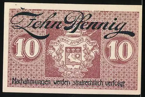 Notgeld Saarlouis 1919, 10 Pfennig, Wappen