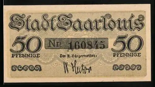 Notgeld Saarlouis 1920, 50 Pfennig