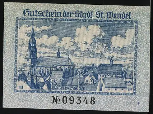 Notgeld St. Wendel 1919, 50 Pfennig, Ortsansicht