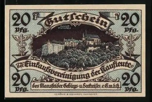 Notgeld Klostermansfeld 1920, 20 Pfennig, Schloss Mansfeld