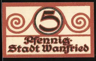 Notgeld Wanfried, 5 Pfennig, Siegel der Stadt
