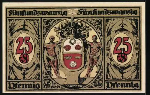 Notgeld Kronach 1921, 25 Pfennig, Rathaus und Wappen
