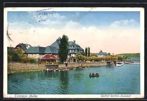 AK Paulsdorf / Maltersee, Talsperre Malter mit Gasthof Seeblick
