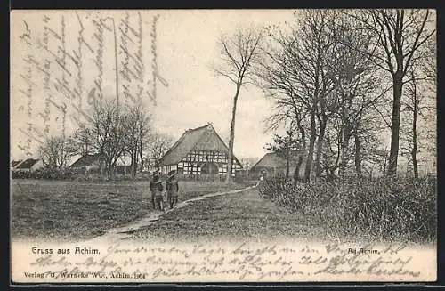 AK Achim / Stadt, Ortspartie mit zwei Frauen