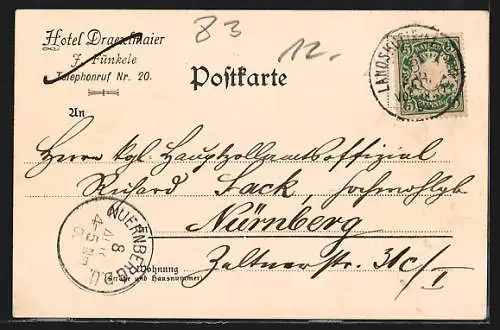 Lithographie Landshut / Isar, Gesamtansicht