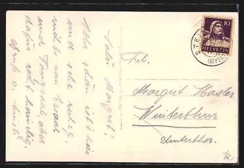 AK Stein, Erholungsheim Schachen und Ortsansicht mit Kirche