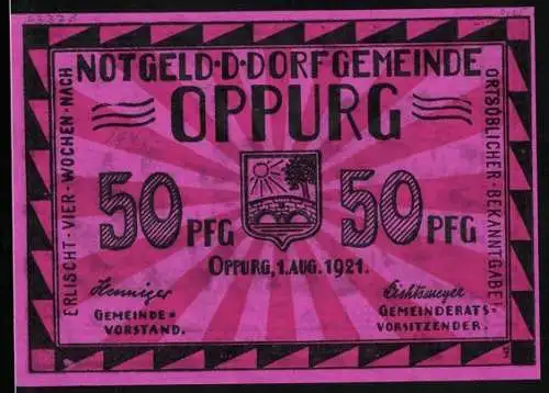 Notgeld Oppurg 1921, 50 Pfennig, Blick auf den Türkenhof