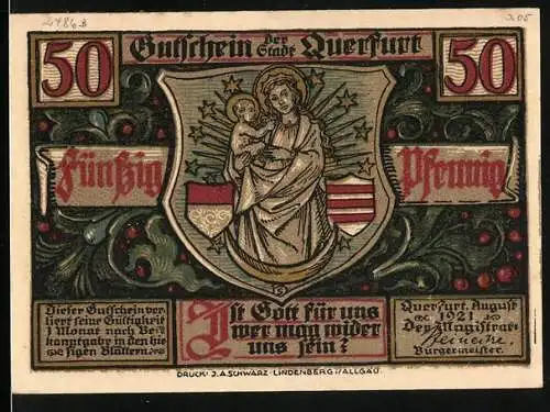 Notgeld Querfurt 1921, 50 Pfennig, Der Heilige Brun